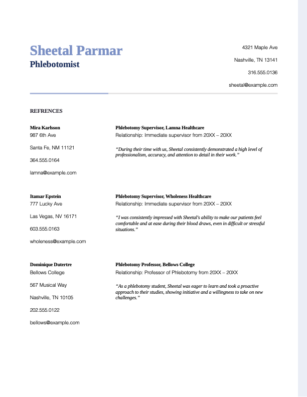 Resume references